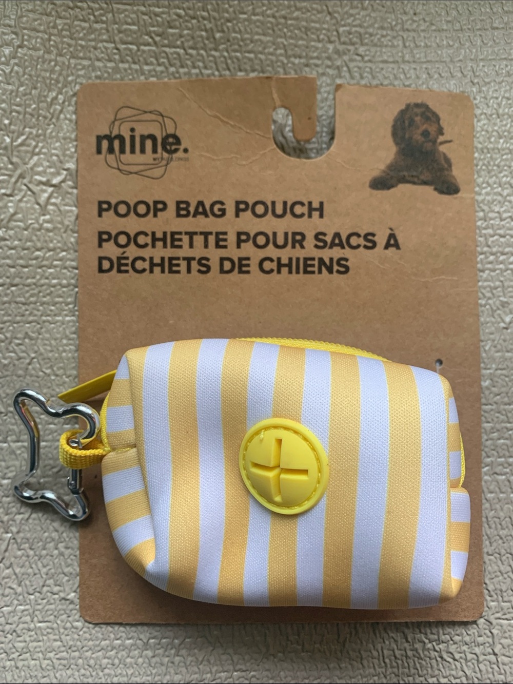 Mytagalongs Doggy Poop Bag Pouch White/Yellow Stripe Neoprene